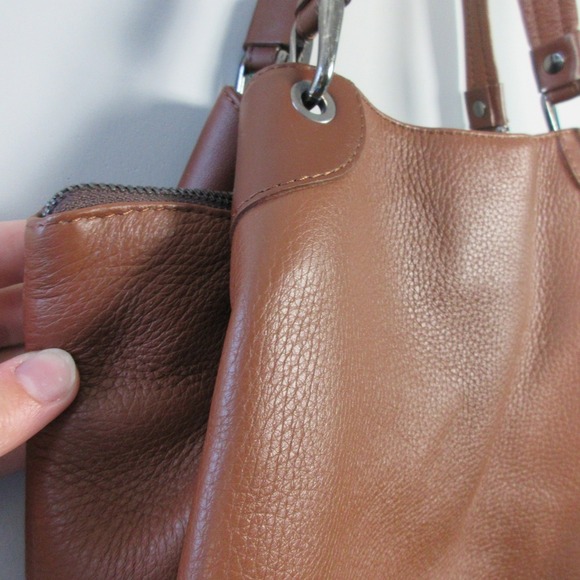 Peruzzi Italian Leather Shoulder Bag Women Brown Purse Handbag Tote Designer 760 - Picture 6 of 16